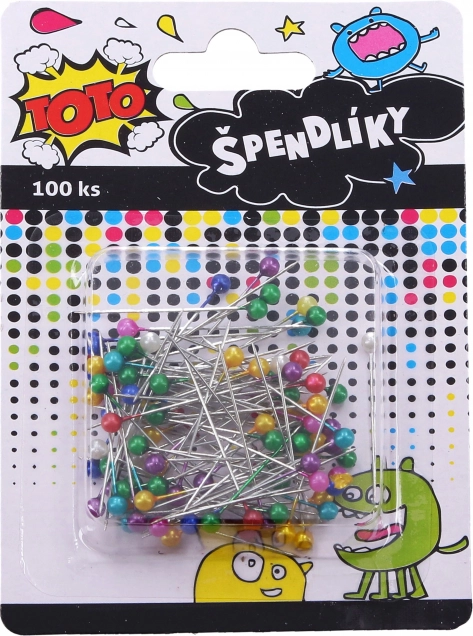Stecknadeln mit farbigem Kopf, 100 Stk.