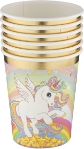 Papierbecher mit Einhornmotiv 250 ml (6 Stück)