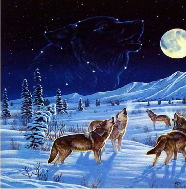 Diamantmalerei Wolfsrudel 30 × 40 cm