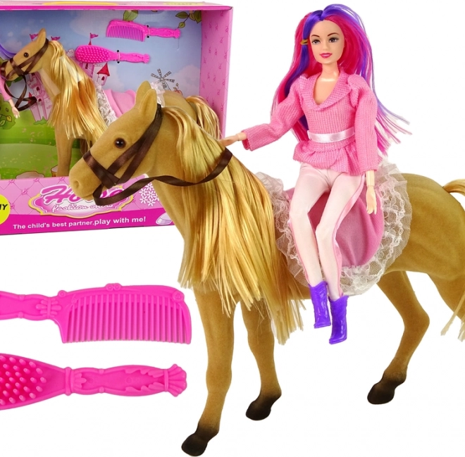 Reiterpuppe mit braunem Pferdchen