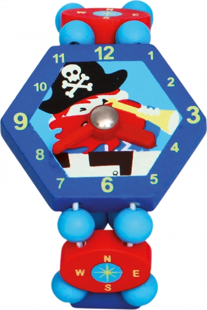 Bino Holzuhren Pirat blau