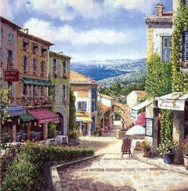 Norimpex Diamant Malerei Sonnige Gasse 30x40 cm