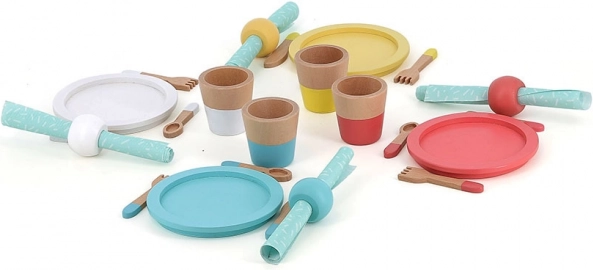 VILAC Holz-Essgeschirr-Set für Kinder, 28-teilig