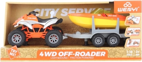 Elektrisches Quad mit Anhänger und Boot für Kinder