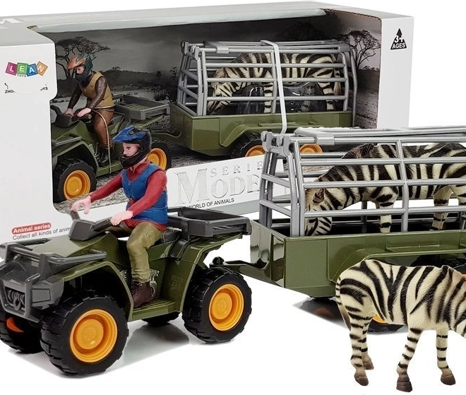 Quad mit Anhänger und Zebra – Figurenset für Kinder