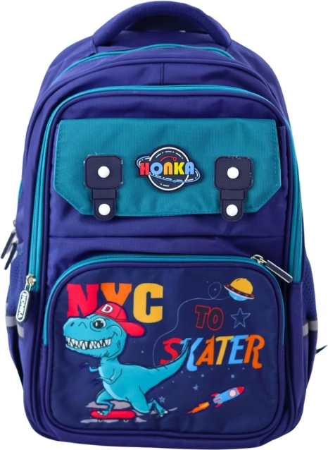 Kinder Schulrucksack mit Dinosaurier Motiv, Marineblau 41x30x16 cm