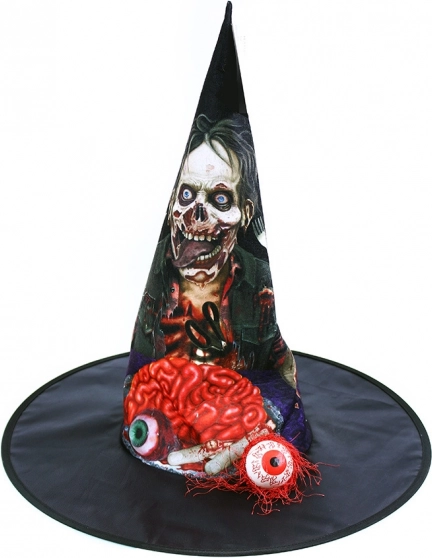 Halloween-Hut mit Gehirn und Auge