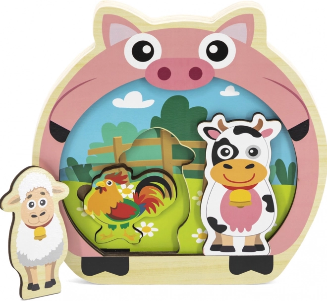 Holzpuzzle zum Einsetzen – Bauernhof für die Kleinsten