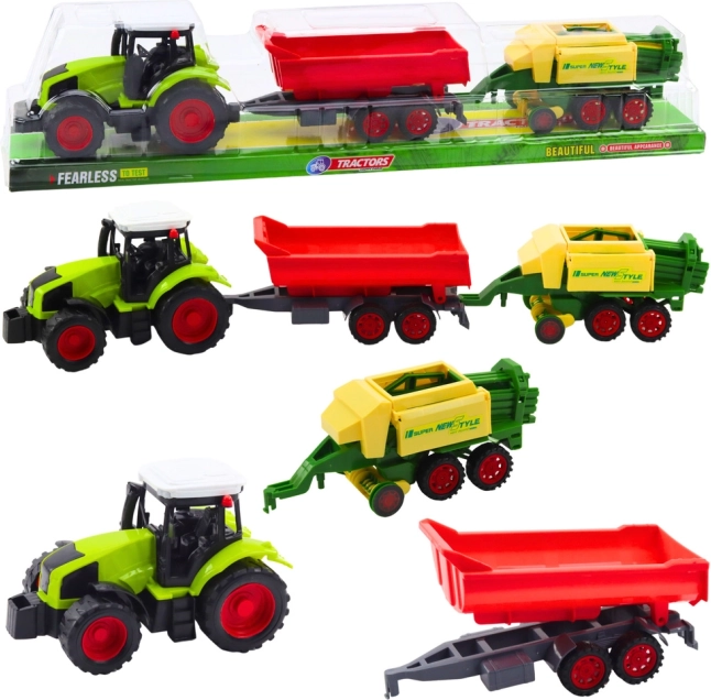 Kindertraktor mit Anhänger und Heupresse – Bauernhof-Set