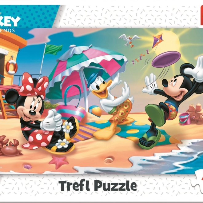 Trefl Puzzle Mickey und Minnie – Spaß am Strand, 15 Teile