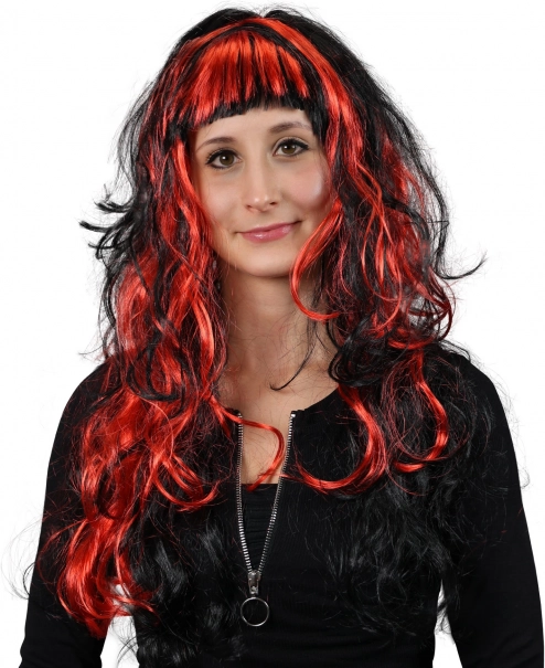 Rot-schwarze Perücke mit Pony