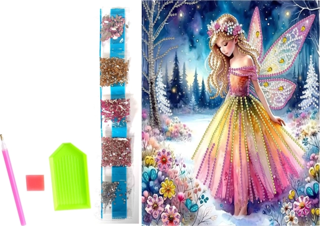 Diamantmalerei auf Leinwand Winterfee 23 × 30 cm
