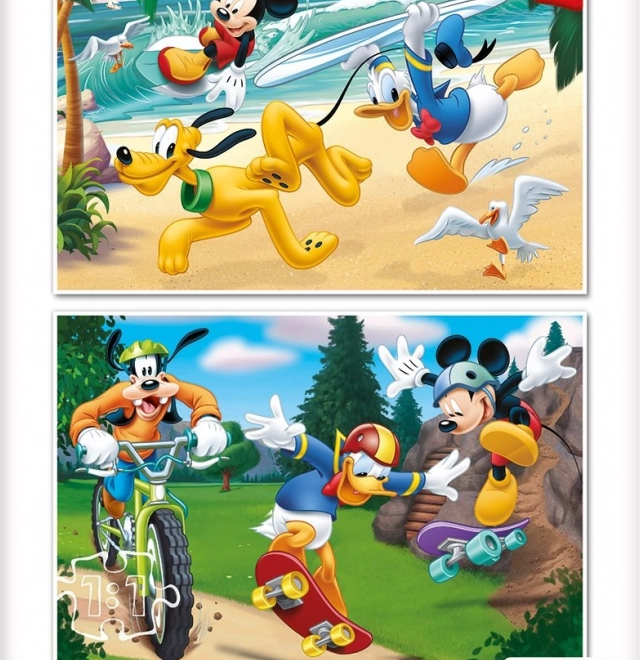 Puzzle Mickey treibt Sport 2×77 Teile