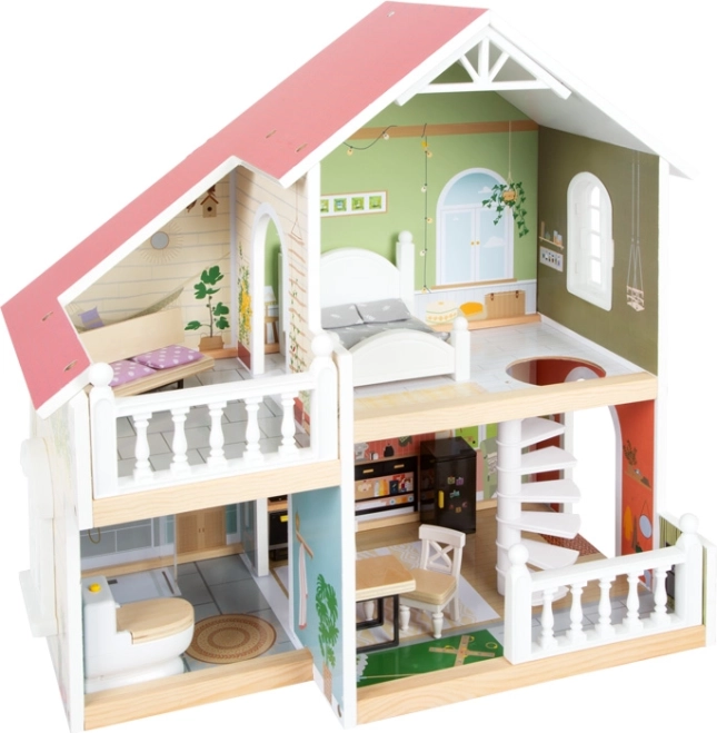 Holz-Puppenhaus mit Terrasse