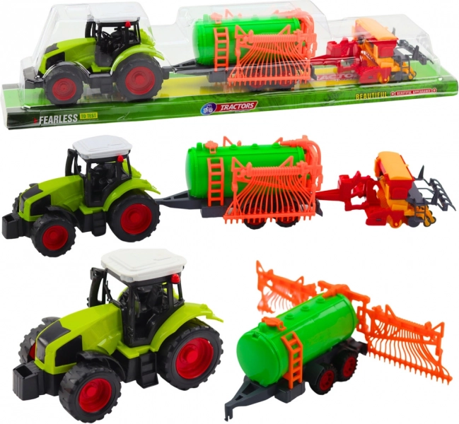 Landwirtschaftstraktor mit Tankwagen und Schwader – Spielset für Kinder