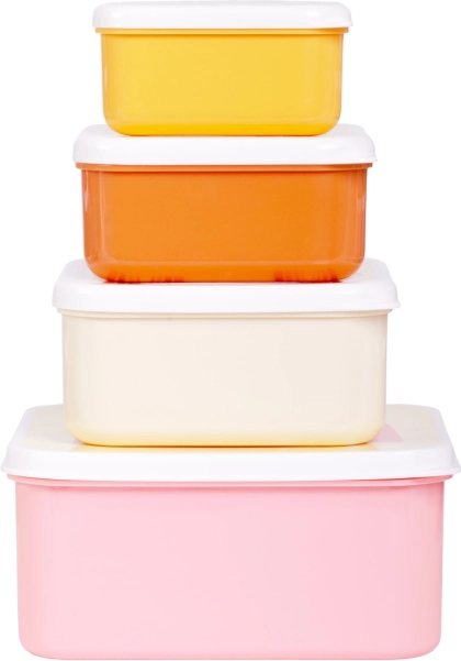 A Little Lovely Company Set aus vier Brotzeitboxen – Regenbogen