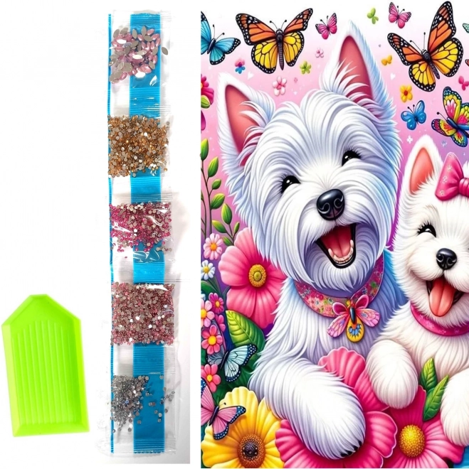 Diamantmalerei auf Leinwand Fröhliche Hündchen 23 × 30 cm