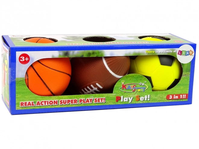 Set aus weichen Sportbällen 3-in-1: Fußball, Basketball