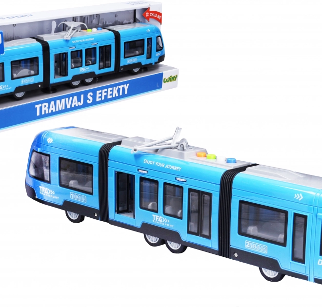 Straßenbahn mit Effekten 44 cm mit Schwungrad – tschechische Verpackung