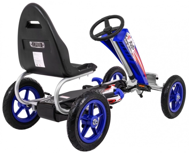 Gokart Full Ahead AIR mit Pedalen für Kinder ab 3 Jahren Blau + Sitzverstellung + Aufblasbare Räder + Handbremse