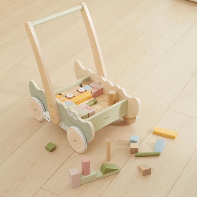 Holzwagen für Bauklötze Viga Krokodil