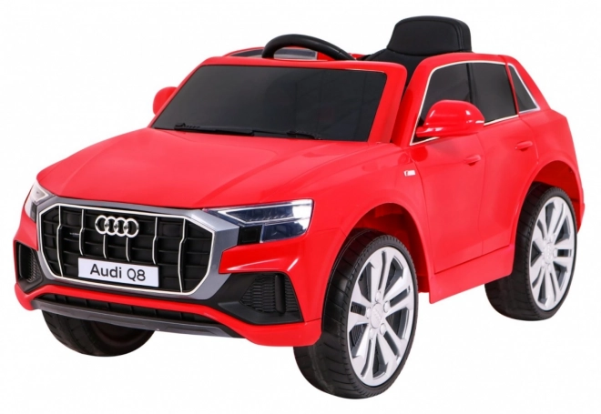 Audi Q8 Hebezeug für Kinder Batterie Rot + Fernbedienung + EVA + Langsamer Start + MP3 USB + LED-Diode