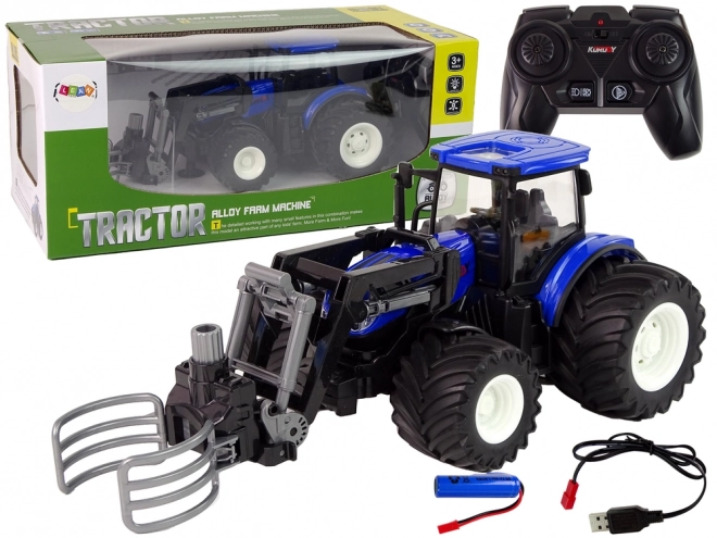 Ferngesteuerter Traktor mit Greifer Blau