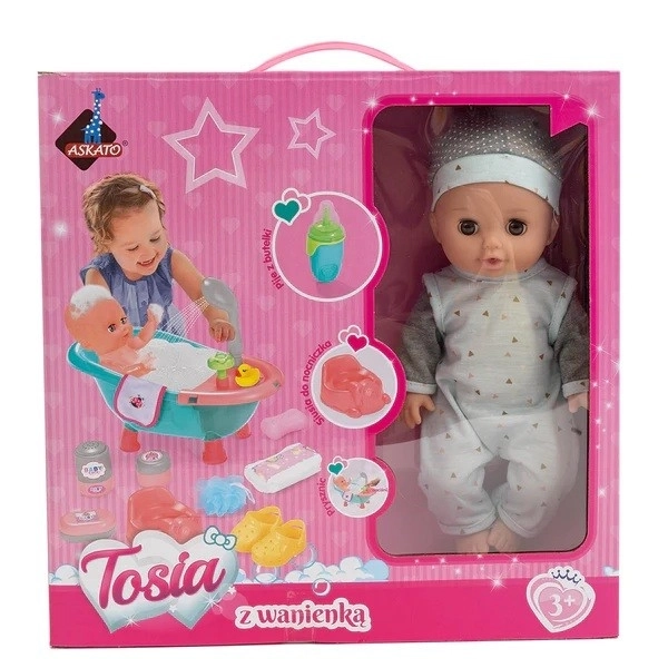 Puppe Tosia mit Badewanne