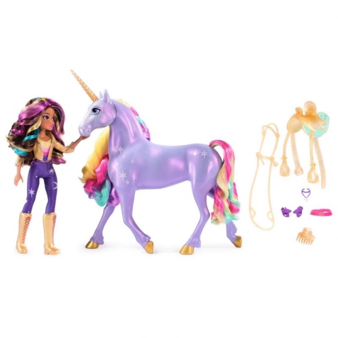 Unicorn Academy Leuchtendes Einhorn Wildstar mit Puppe Sophia 24cm