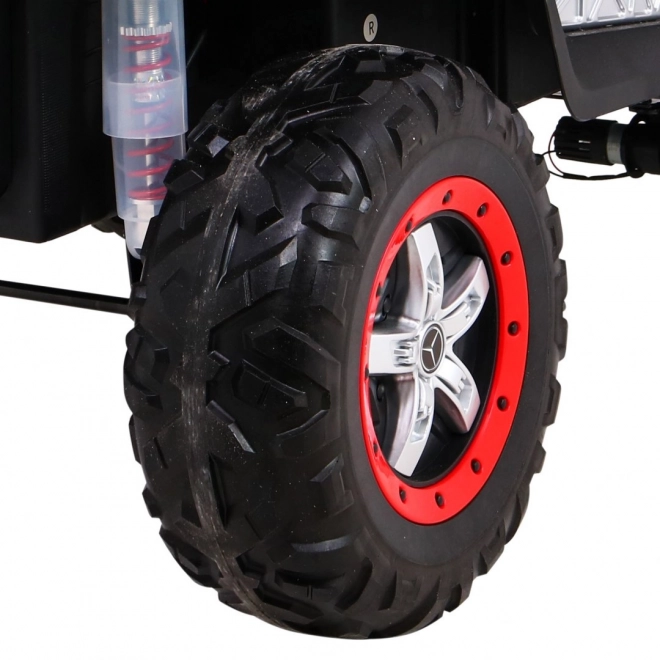 Mercedes Benz Unimog für Kinder Rot + 4x4 + Fernbedienung + Gepäckträger + sanfter Start + MP3 LED