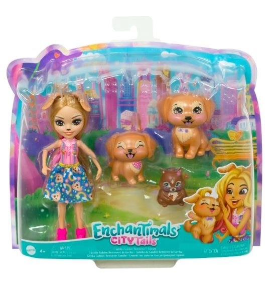 Enchantimals Puppe Gerika Golden Retriever mit Welpen und Eichhörnchen