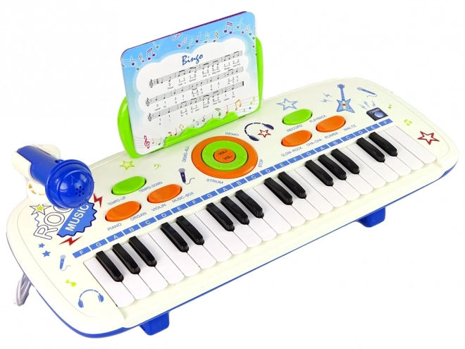 Elektrische Kinder Tastatur Piano Blau MIT Noten USB MP3