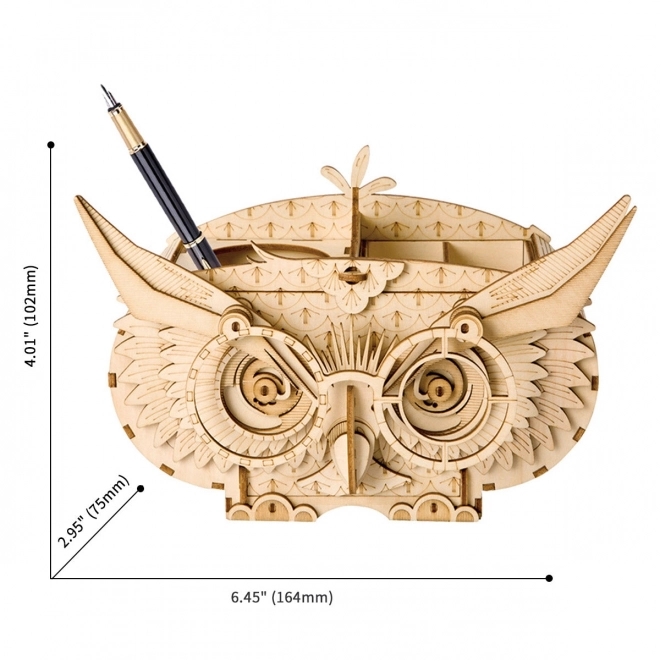 RoboTime Holz 3D Puzzle Eulen-Stiftehalter