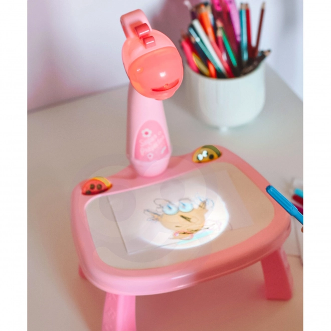 Zeichenbrett mit Projektor Rosa Giraffe