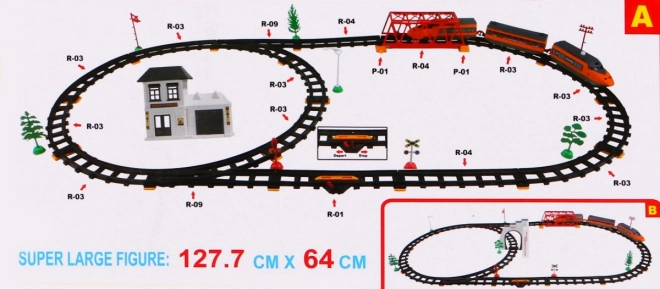 Große Eisenbahn mit Schienen für Kinder ab 3 Jahre - Zug mit Waggon und Zubehörset