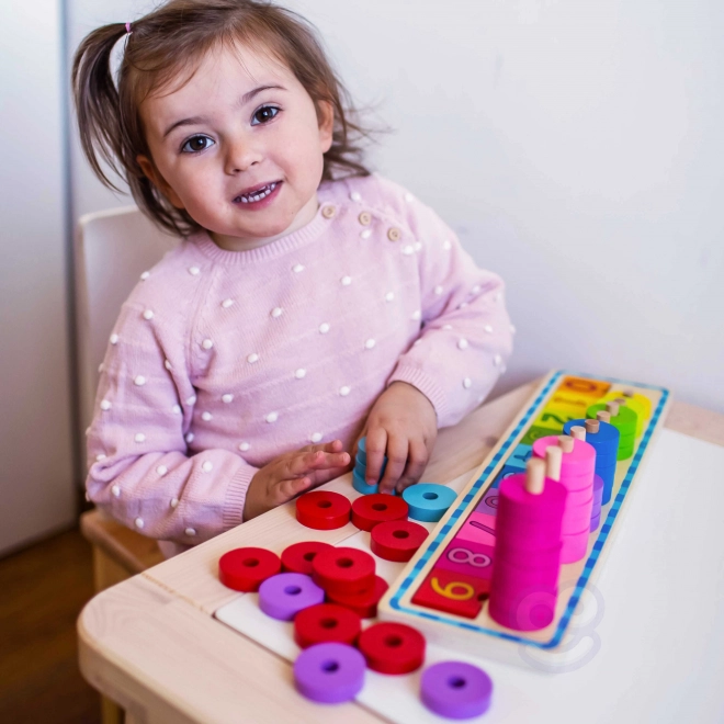 Holzpuzzle Farben und Zahlen lernen Montessori