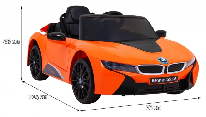 BMW I8 Lift Batteriefahrzeug Orange + Fernbedienung + Langsamer Start + 3-Punkt-Gurte + MP3 USB + LED-Diode