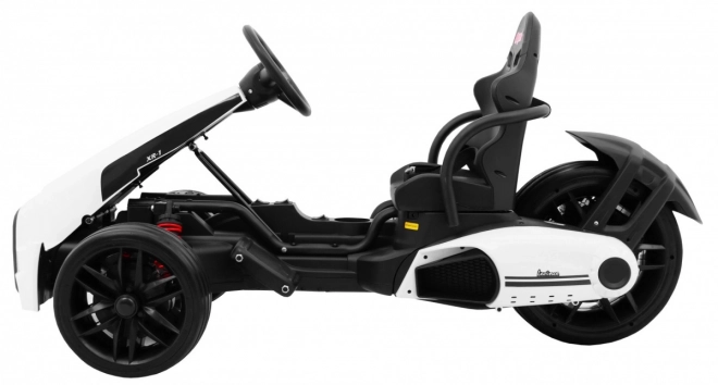 Kinder-Gokart Bolid XR-1 mit Batterie Weiß + verstellbarer Lenker + geformter Sitz
