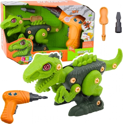 Grüner DIY Dinosaurier mit Bohrmaschine
