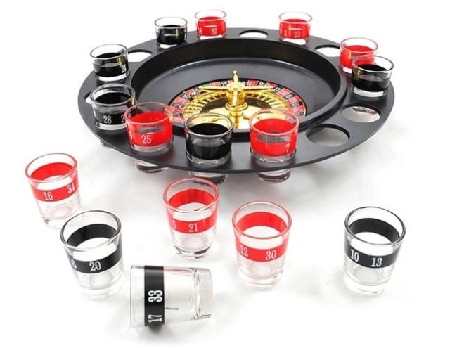 Party-Roulette-Spielset mit 16 Gläsern