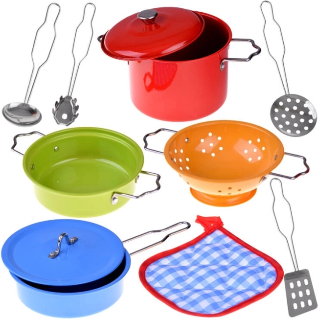 Bemaltes Kinderküchengeschirr – Metall-Spielset