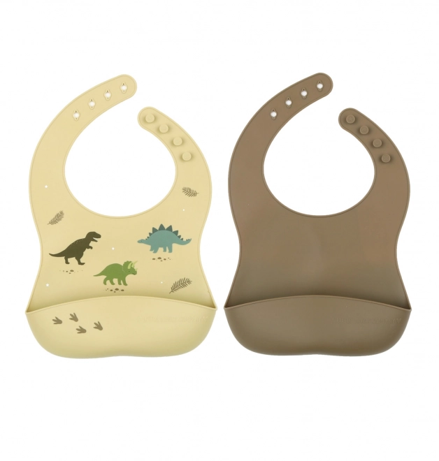 A Little Lovely Company - Silikon-Baby-Lätzchen-Set - Dinosaurier