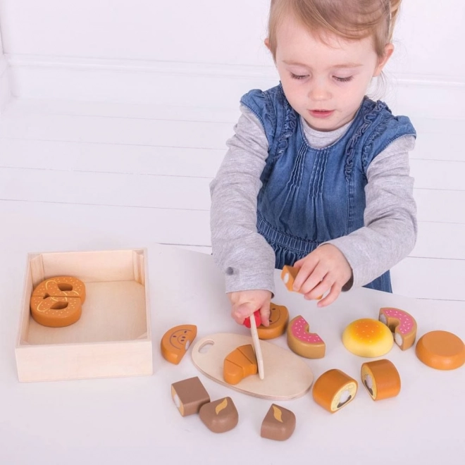 Schneidebares Brotspielset in Holzbox