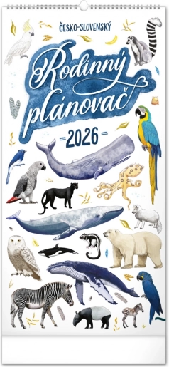 Wandkalender Familienplaner 2026 mit Illustrationen von Animalium