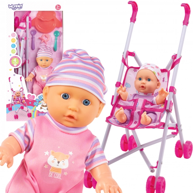 Erste Baby-Puppe mit Kinderwagen und Fütterset