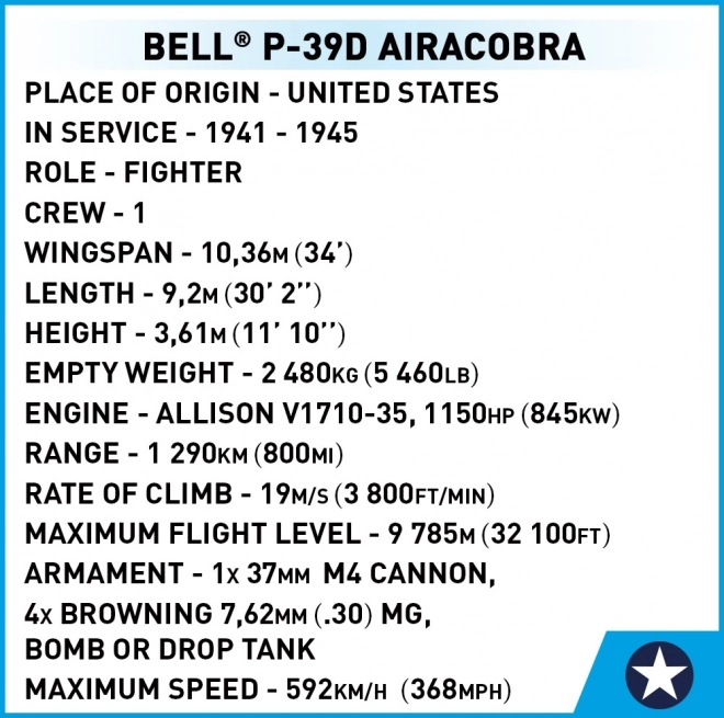 Cobi Modellbausatz Bell P-39D Airacobra