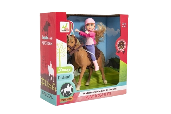 Spielset Pferd mit Jockey-Puppe