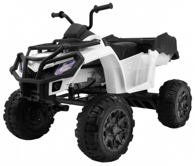 XL Quad auf Batterie für Kinder weiß + 4x4 Antrieb + Gepäckträger + langsamer Start + EVA + LED Audio