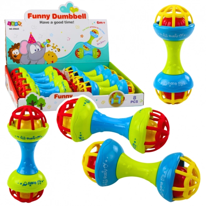 Buntes Baby-Rassel- und Beißspielzeug in Form einer Hantel