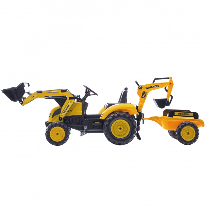 Trettraktor Komatsu mit vorderem und hinterem Löffel und Walze
